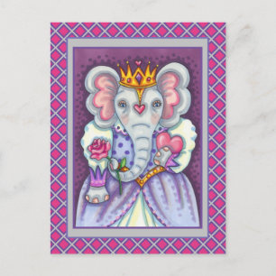CARTES POUR FÊTES ANNUELLES ELEPHANT REINE DES COEURS ET ROSE ROYAL VALENTINE