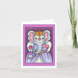 CARTES POUR FÊTES ANNUELLES ELEPHANT REINE DES COEURS ET ROSE ROYAL VALENTINE