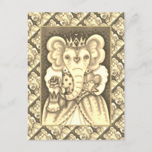 CARTES POUR FÊTES ANNUELLES ELEPHANT REINE DES COEURS ET ROSE ROYAL VALENTINE