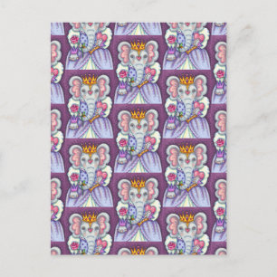 CARTES POUR FÊTES ANNUELLES ELEPHANT REINE DES COEURS ET ROSE ROYAL VALENTINE
