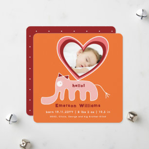 Cartes Pour Fêtes Annuelles Éléphant Rose Fantaisiste Fille Bébé Amour Photo N