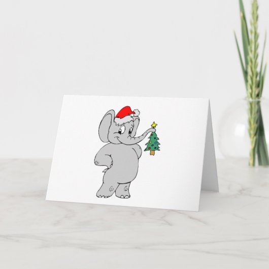 Cartes Pour Fêtes Annuelles Eléphant (Santa Hat) (Devant)