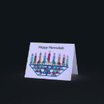 Cartes Pour Fêtes Annuelles Elephant Star Menorah<br><div class="desc">Illustration graphique d'un éléphant,  d'une girafe et de l'Étoile de David menorah.</div>