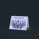 Cartes Pour Fêtes Annuelles Elephant Star Menorah<br><div class="desc">Illustration graphique d'un éléphant,  d'une girafe et de l'Étoile de David menorah.</div>