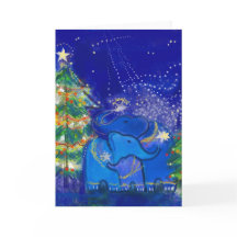 éléphants bleus et sapin de Noël