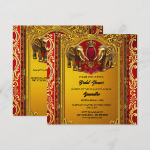 Cartes Pour Fêtes Annuelles Eléphants indiens d'or de Bourgogne douche royale