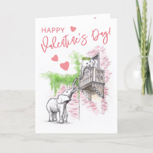 Cartes Pour Fêtes Annuelles Eléphants romantiques Roméo et Juliette Valentines