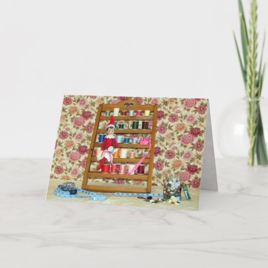 Cartes Pour Fêtes Annuelles Elf - Coudre bon (Devant)