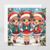 Cartes Pour Fêtes Annuelles Elf Deer Joyeux Noël (Devant / Derrière)
