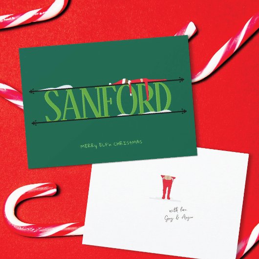 Cartes Pour Fêtes Annuelles Elf Shenanigans Nom Signe Chasseur Vert Noël