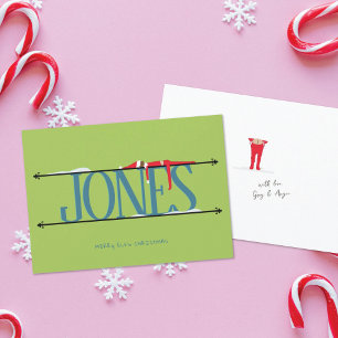 Cartes Pour Fêtes Annuelles Elf Shenanigans Nom Signe Turquoise et vert Noël