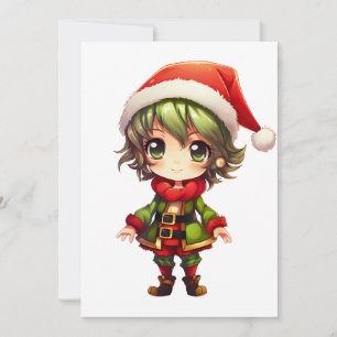 Cartes Pour Fêtes Annuelles Elfe d'anime mignon