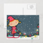 Cartes Pour Fêtes Annuelles Elfe de Noël brillant (Devant / Derrière)