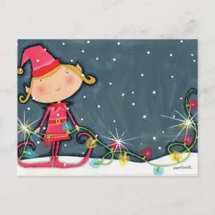 Cartes Pour Fêtes Annuelles Elfe de Noël brillant