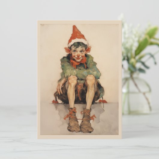 Cartes Pour Fêtes Annuelles Elfe de Noël expressionniste 1 (Debout devant)