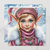 Cartes Pour Fêtes Annuelles Elfe rose adorable | Joyeux Noël personnalisé (Devant / Derrière)