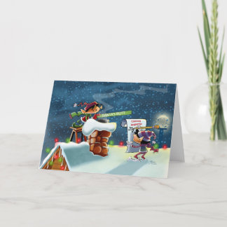 Cartes Pour Fêtes Annuelles Elfes de dessus de toit