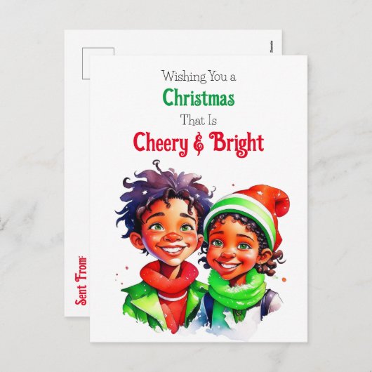 Cartes Pour Fêtes Annuelles Elfes de Noël à l'ancienne, enjoués et brillants (Devant / Derrière)