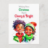 Cartes Pour Fêtes Annuelles Elfes de Noël à l'ancienne, enjoués et brillants (Devant)