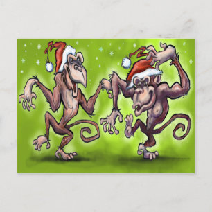 Cartes Pour Fêtes Annuelles Elfes singes de Noël