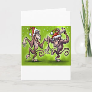 Cartes Pour Fêtes Annuelles Elfes singes de Noël