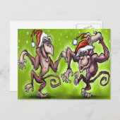 Cartes Pour Fêtes Annuelles Elfes singes de Noël (Devant / Derrière)