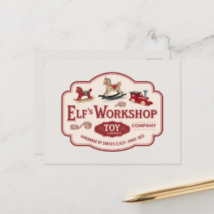 Cartes Pour Fêtes Annuelles Elf's atelier toy company ajouter un message
