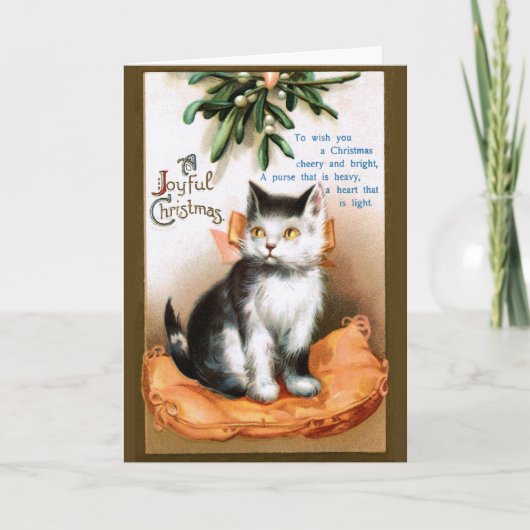 Cartes Pour Fêtes Annuelles Ellen H. Clapsaddle : Chat sous Mistletoe (Devant)
