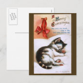 Cartes Pour Fêtes Annuelles Ellen H. Clapsaddle : Christmas Kitten (Devant / Derrière)