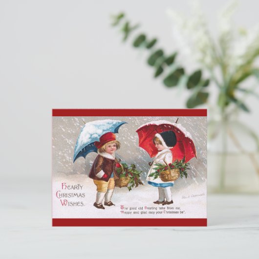 Cartes Pour Fêtes Annuelles Ellen H. Clapsaddle - Deux enfants avec parapluies (Debout devant)