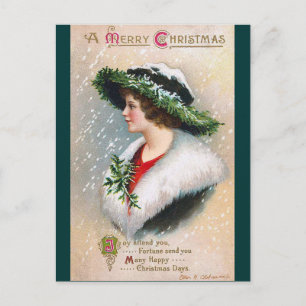 Cartes Pour Fêtes Annuelles Ellen H. Clapsaddle - Femme de Noël en vert