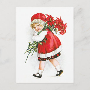 Cartes Pour Fêtes Annuelles Ellen H Clapsaddle Girl with Christmas Flowers