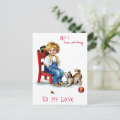Cartes Pour Fêtes Annuelles Ellen H. Clapsaddle : Valentine Boy with Dog (Debout devant)