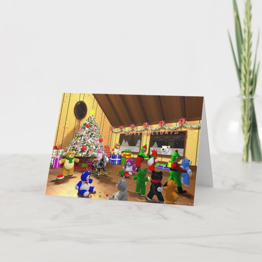 Cartes Pour Fêtes Annuelles Elves et Bears (Devant)