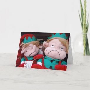 CARTES POUR FÊTES ANNUELLES ELVES ON STRIKE / SOUHAITEZ VOUS ÊTRE ICI POUR NOË