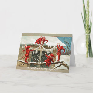 CARTES POUR FÊTES ANNUELLES ELVES ROUGES ET DÉCORATION DE NOËL AMUSANTES AVEC 