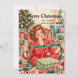 Cartes Pour Fêtes Annuelles Emballage cadeau de Noël rétro drôle en pyjama