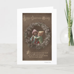 Cartes Pour Fêtes Annuelles Embrassement de petits enfants
