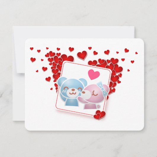 Cartes Pour Fêtes Annuelles Embrasser les ours avec les Coeurs d'Amour (Devant)