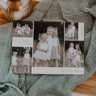Cartes Pour Fêtes Annuelles EMELIA Gold Cute Modern Multi Photo Noël