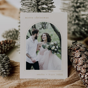 Cartes Pour Fêtes Annuelles EMELIA Gold Unique Arch Famille Photo Noël