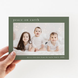 Cartes Pour Fêtes Annuelles EMELIA Green Family Photo Paix sur Terre Noël