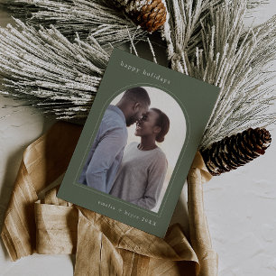 Cartes Pour Fêtes Annuelles EMELIA Green Happy Holidays Cute Family Photo