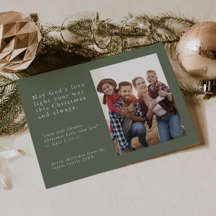 Cartes Pour Fêtes Annuelles EMELIA Green Photo Facile Simple Noël Religieux