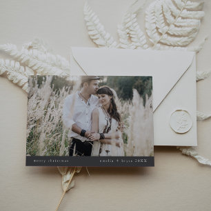 Cartes Pour Fêtes Annuelles EMELIA Grey Famille simple Photo unique Noël