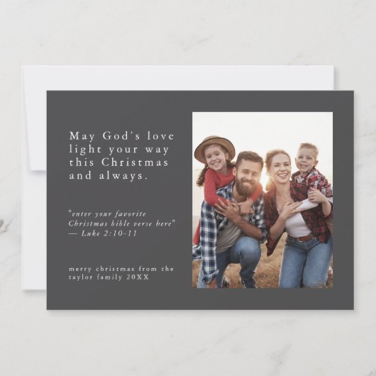 Cartes Pour Fêtes Annuelles EMELIA Grey Photo Facile Simple Noël Religieux (Devant)