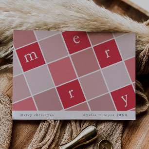 Cartes Pour Fêtes Annuelles EMELIA Red Pink Printable Famille Joyeux Noël