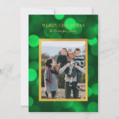 Cartes Pour Fêtes Annuelles Emerald Green Bokeh Lights Gold Joyeux Noël (Devant)