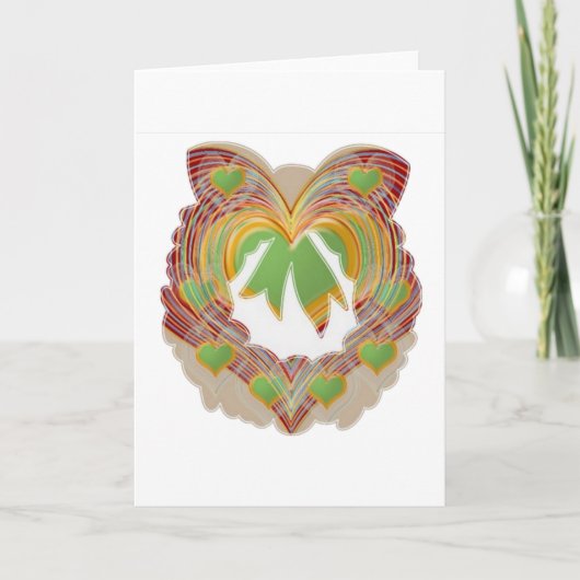 Cartes Pour Fêtes Annuelles Emerald Green Little Hearts : Wreath Unique (Devant)