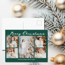 Emerald Green Merry Christmas Photo Collage